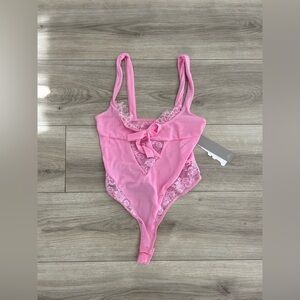 Pink Lace Bodysuit with Bow Detail (unworn!)